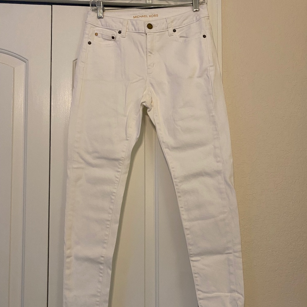 LNC Michael Kors Selma Skinny White Jeans